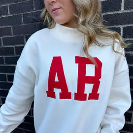AR Embroidered Mock Neck Sweatshirt/One Size