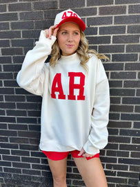 AR Embroidered Mock Neck Sweatshirt/One Size