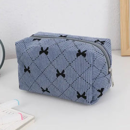 Bow Corduroy Make Up Bag