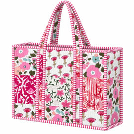 Pink Garden Patchwork Quilted Bag Print