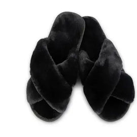 Plush Crossband Slide Slippers
