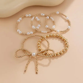 Layered Bracelet/Gold & Pearl