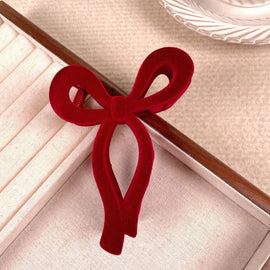 Flocked Bow Hair Clip
