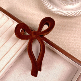 Flocked Bow Hair Clip