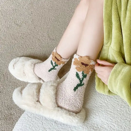 Flower Garden Fuzzy Socks