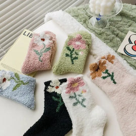 Flower Garden Fuzzy Socks