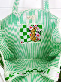 Quilted Checkered Jaguar Tote Bag