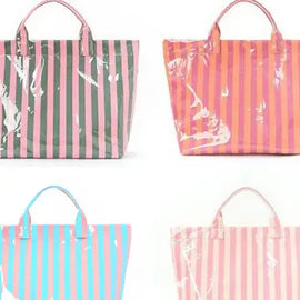 Striped Vinyl Tote Bag