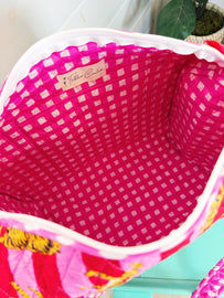 Quilted Mini Duffle Bag/Red Tiger Print