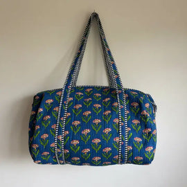 Quilted Cotton Duffel Bag- Navy Floral