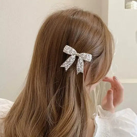 Pearl Bow Barrette Clip