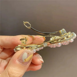 Pearl Bow Barrette Clip