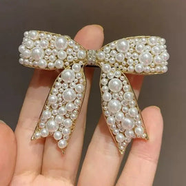 Pearl Bow Barrette Clip