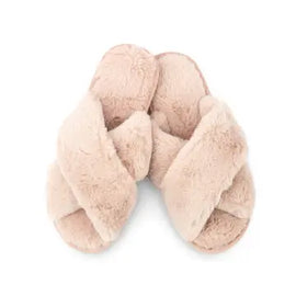 Plush Crossband Slide Slippers