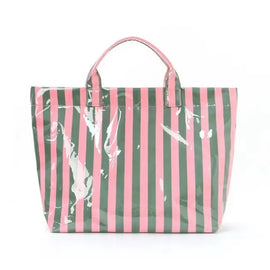 Striped Vinyl Tote Bag