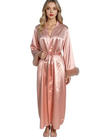 Pink Mesh Lace Long Sleeve Robe