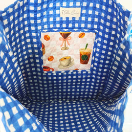 Quilted Tote Bag/Coffee Shop Print