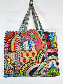 Quilted Tote Bag / Festival Print