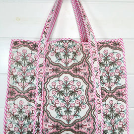 Quilted Tote Bag/Pink Petal