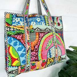 Quilted Tote Bag / Festival Print
