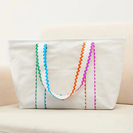 Colorful Ricrac Canvas Tote Bag