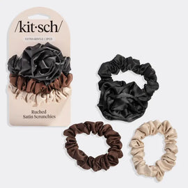 Kitsch Rosette Ruched Satin Scruchie