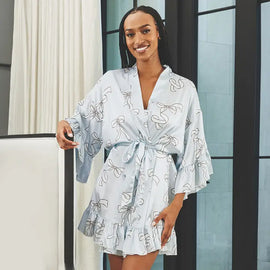 Blue Bow - Satin Robe