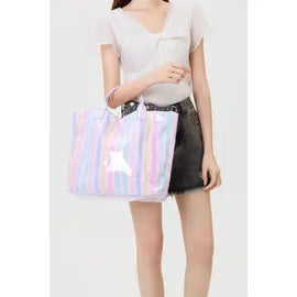 Striped Vinyl Tote Bag