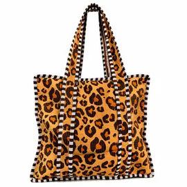 Quilted  Cotton Tote - Wild Side Leopard Print